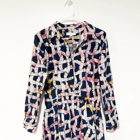 BUSAYO Collective Midi Shirtdress Front Button Closure Hi-Lo Hem Blue Size Small - Picture 6 of 11